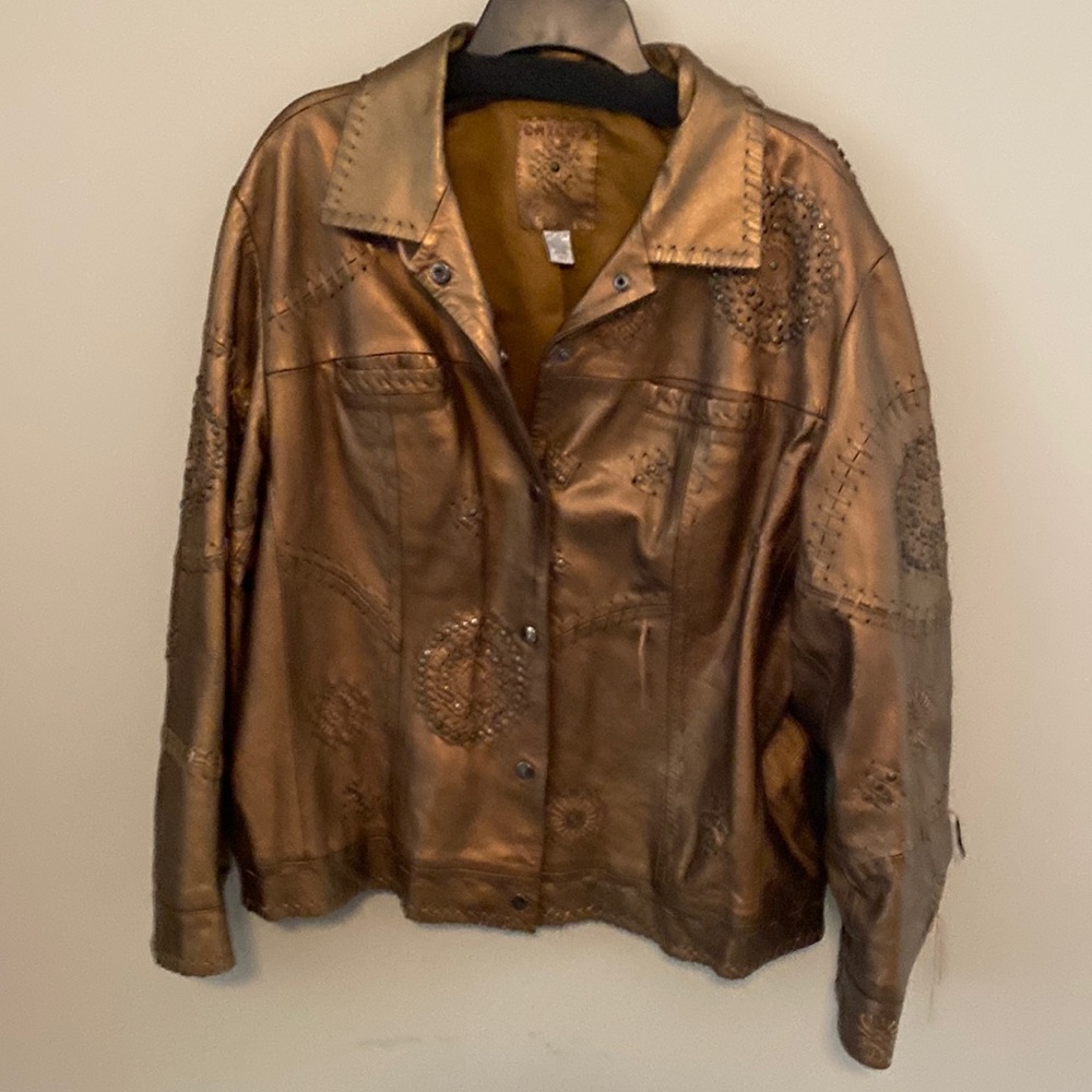 Leather Jacket gold copper